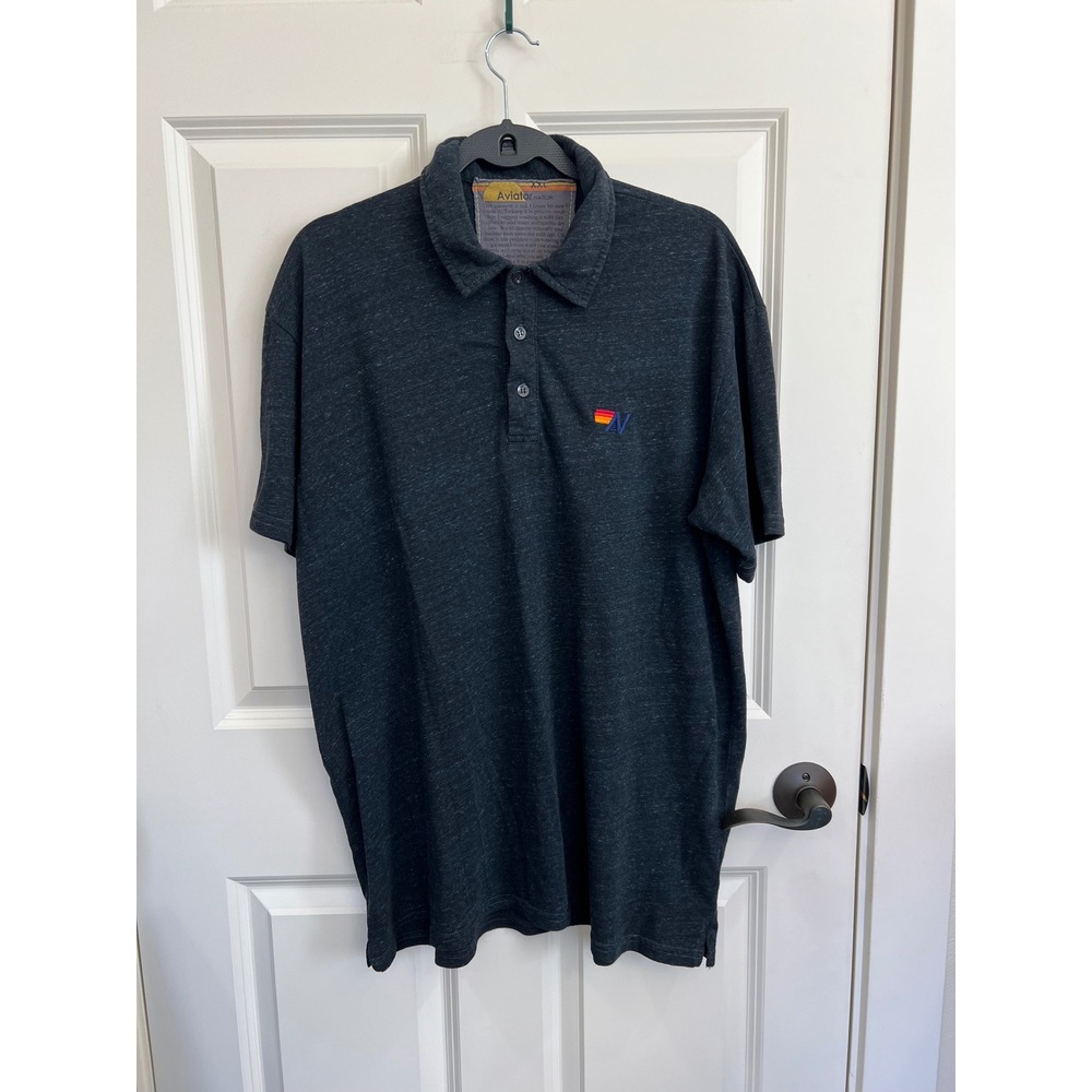 Aviator Nation Short Sleeve Polo Shirt Charcoal Gray Size XXL